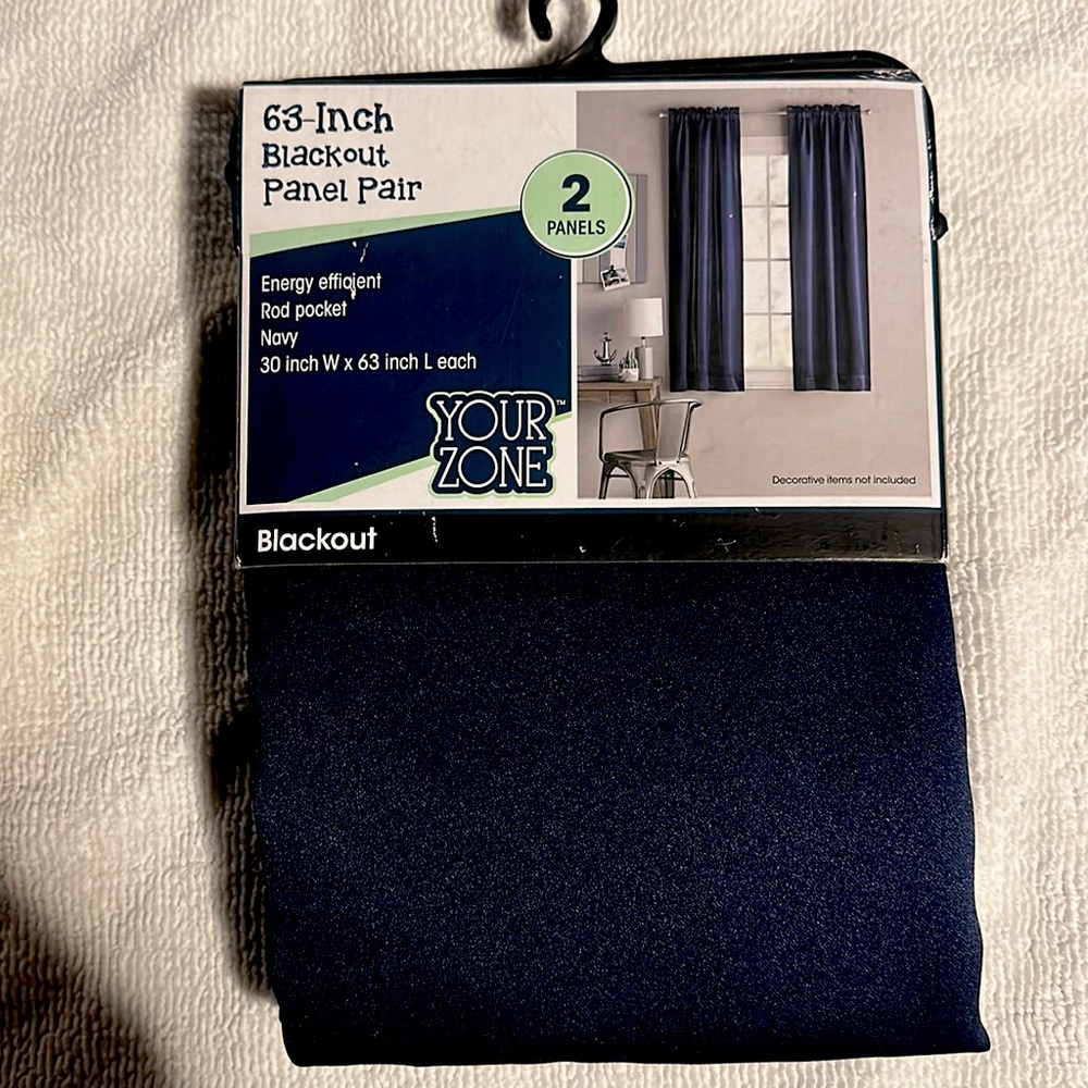 2 Panels 63 inch Blackout panel pair Color Navy